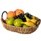 Natural Water Hyacinth Storage Oval Baskets with Black Handles for Serving or Decoration
